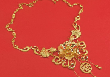 24K足金金魚花卉頸鏈