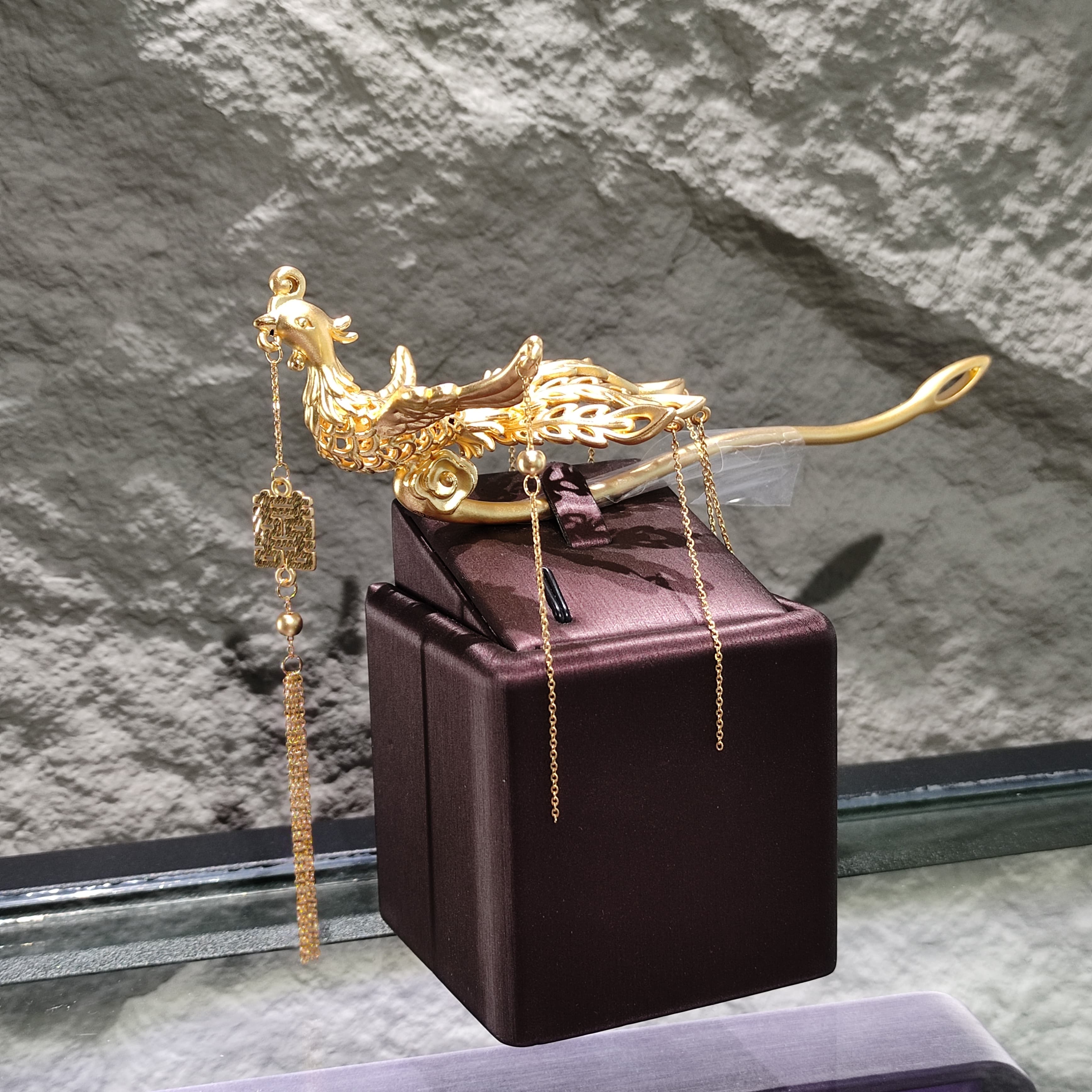 HA007_1 鳳儀吉祥鏤空足金鳳簪